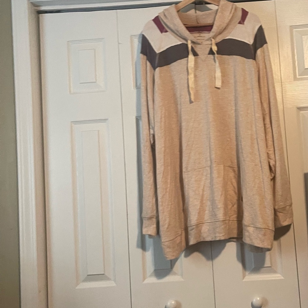 Torrid Tan and Gray Hooded Sweater